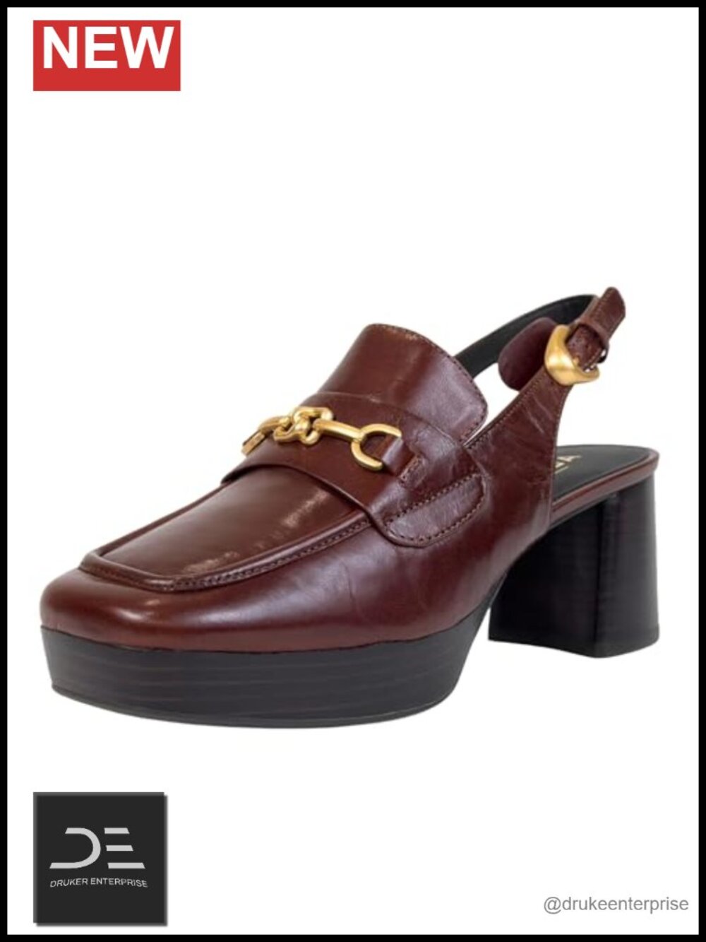 Aerosoles Sorin Leather Loafers Block Heel Slip-On